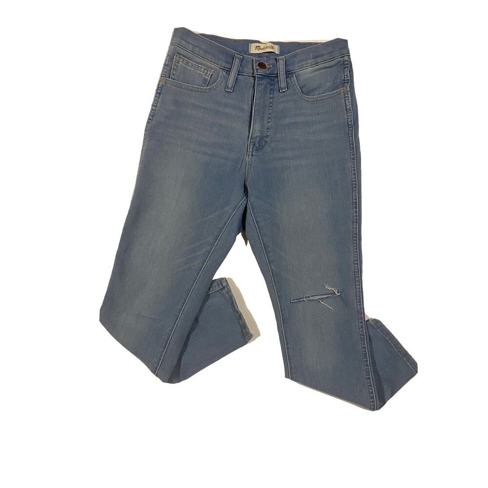 Madewell Womens Roadtripper Jegging Jeans Sz P27 Blue Mid Rise Distressed Jeans